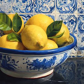 Stillleben mit Zitronen in einer Schale von IamHome Studio