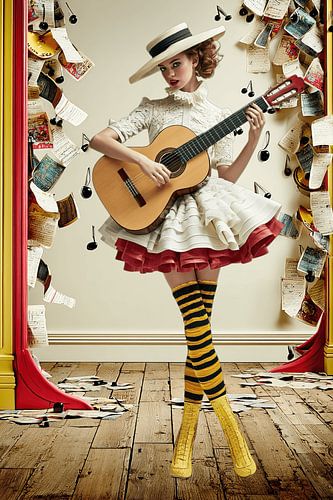 Meisje speelt op de gitaar