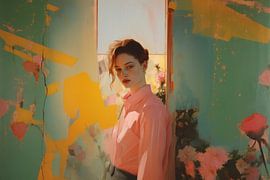 Colourful contemporary art portrait by Carla Van Iersel