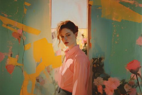 Kleurrijk contemporary art portret