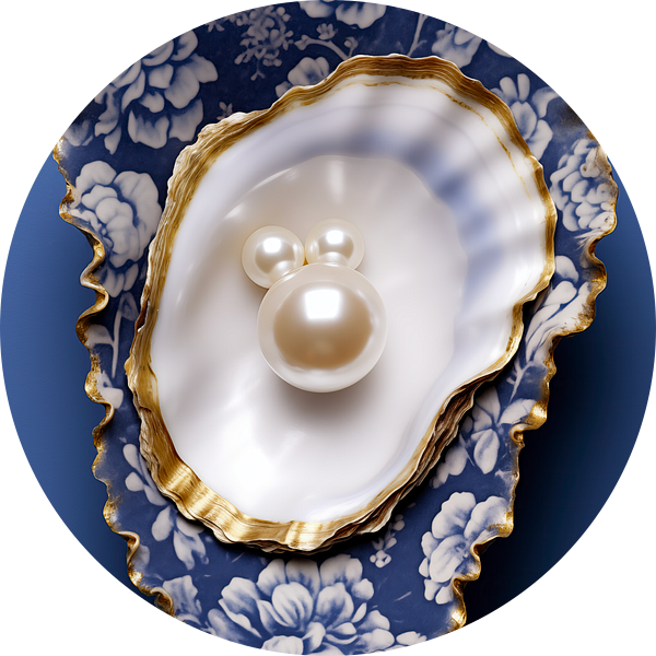Oester Delfts Blauw, parelmoer en goud met Parel van Marianne Ottemann - OTTI
