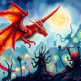 Oranje draak en monsters van Linda de Klein