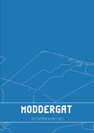 Blauwdruk | Landkaart | Moddergat (Fryslan) van Stad & Wand