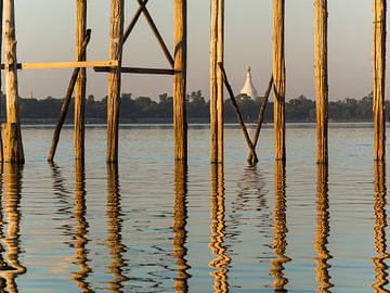 Aufnahmen der U Bein Brücke in Mandalay, Myanmar