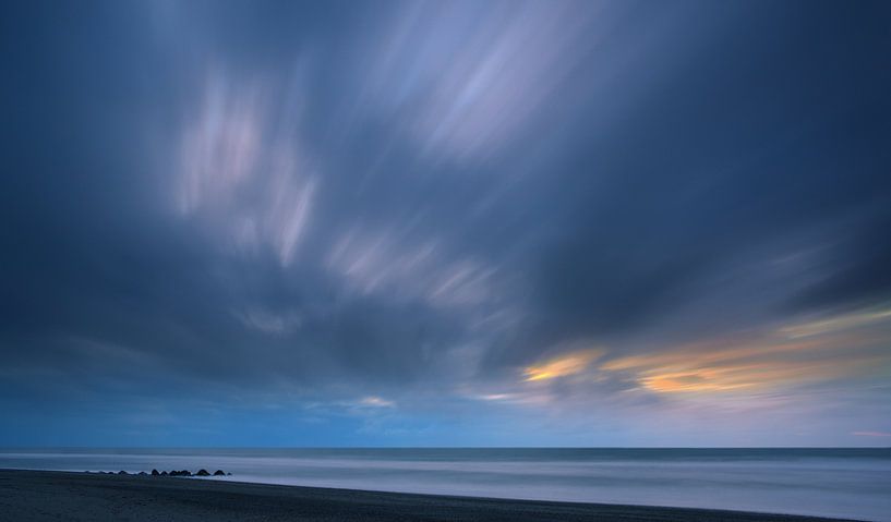 Zonsondergang Hokitika Beach, Nieuw Zeeland van Henk Meijer Photography