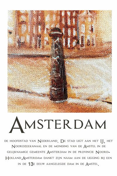 Amsterdam, Amsterdammertje peinture et typographie par Krista Kitsz Art