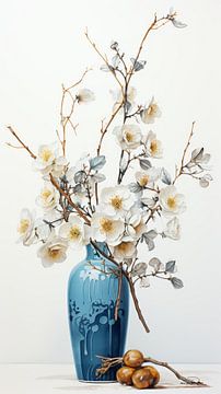gedroogde bloemen in een Kintsugi vaas van Gelissen Artworks