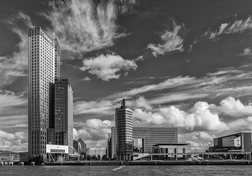 Kop van zuid Rotterdam in zwartwit