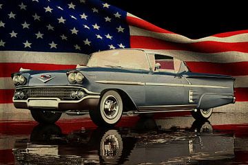 Chevrolet Impala Special Sport Coupe 1958 avec drapeau américain sur Jan Keteleer