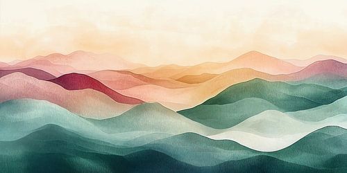 Paysage de montagne abstrait dans des tons chauds