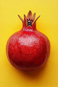 Majestätischer Granatapfel auf Gelb