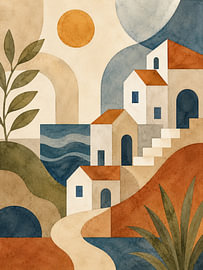Mediterranean River Landscape: A Geometric Winding Stream by MARTINA KUSUMA DEWI