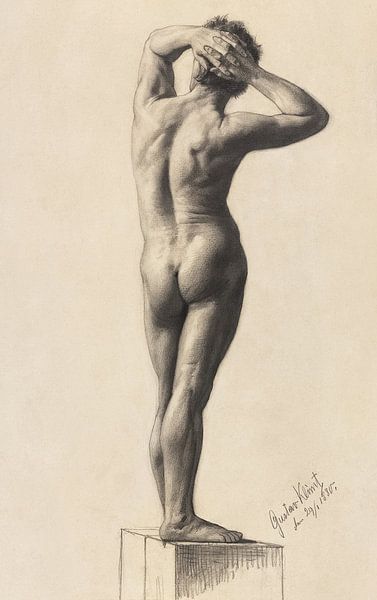 Gustav Klimt  (1880) - Male Nude van Moonheart Artworks