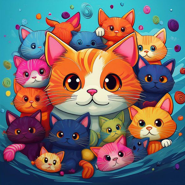 Orangefarbene Katze mit vielen Kleinen von Patricia Hofmeester