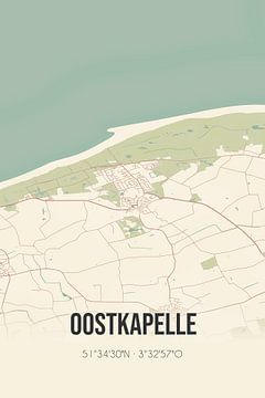 Vintage landkaart van Oostkapelle (Zeeland) van Rezona