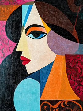 Vrouw Abstract | Vrouw Met Kleurrijke Achtergrond van Kunst Kriebels