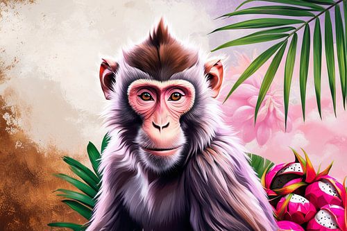 Tropische aap met levendige kleuren