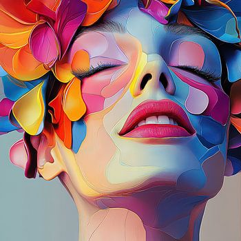 Farbenfrohes Frauenportrait abstrakt modern