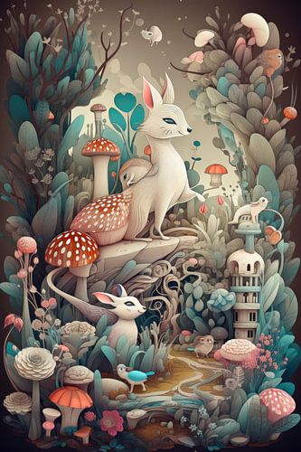 Twee Witte Vossen Kunst