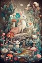 Twee Witte Vossen Kunst van Digitale Schilderijen thumbnail