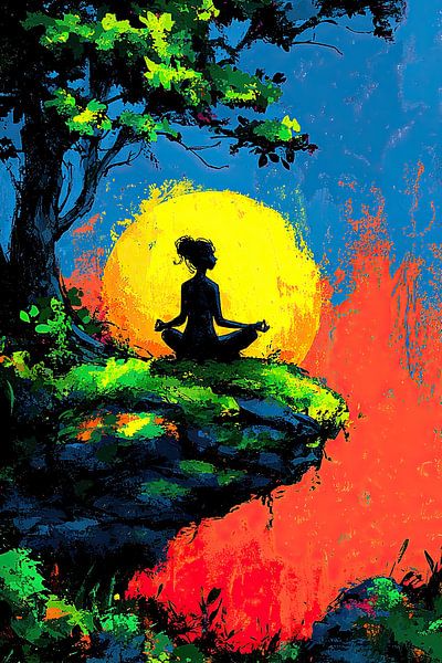 Femme en méditation par OMG Art
