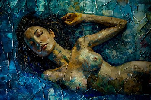 beeld vrouw in van Goghkleuren