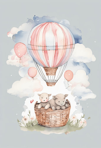 Sanfte Träume – Pastellfarbener Heißluftballon