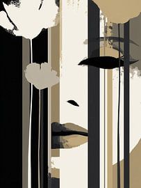 Beige Striped Hidden Portrait