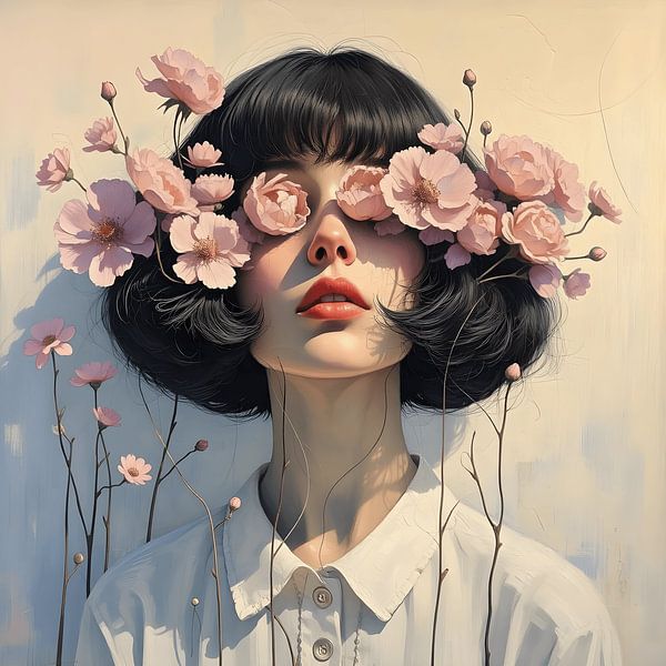 Bloesem van Stilte – surrealisme in moderne portretkunst van Jolique Arte