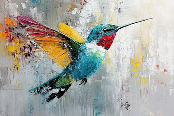 Tuin Abstracte Kolibrie met Kleur van Abstract Schilderij