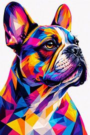 Modernes, farbenfrohes Bulldoggenporträt von MARTINA KUSUMA DEWI