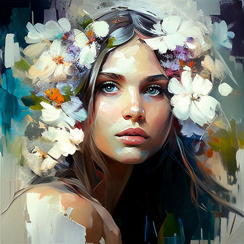 Dame aux fleurs blanches