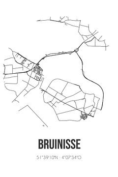 Bruinisse (Zeeland) | Karte | Schwarz-Weiß von Rezona