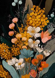 Fleurs sauvages sur fond sombre sur Thea