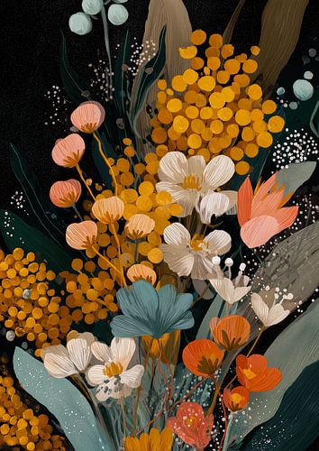 Fleurs sauvages sur fond sombre