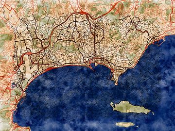 Kaart van Cannes in de stijl 'Serene Summer' van Maporia