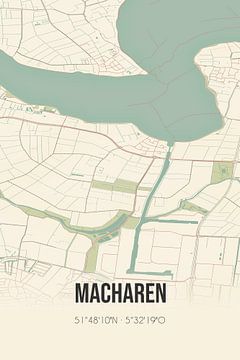 Vintage landkaart van Macharen (Noord-Brabant) van Rezona