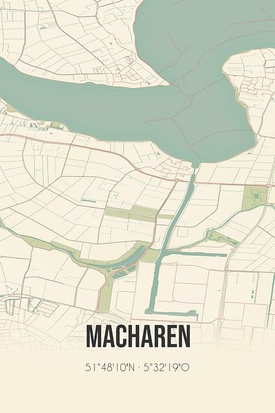 Carte ancienne de Macharen (Brabant septentrional) par Affiches de lieux