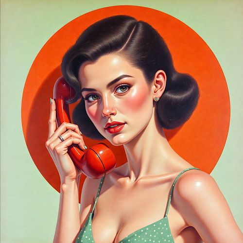 Vintage Glamour Retro Telefoon Portret