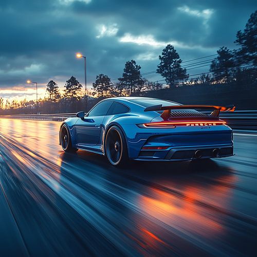 Blauwe Porsche 911 GT3