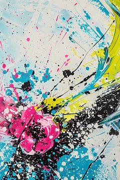 Dynamische abstracte kunst met kleurrijke spatten van De Muurdecoratie