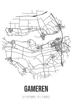 Gameren (Gelderland) | Landkaart | Zwart-wit van Rezona