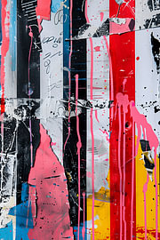 Urban Neon Drips – Abstrakte Mixed-Media Collage von Dave Schloffi