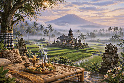 Bali Rice Terrace Temple Sunrise View