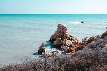 Paysage à côté du rocher d'Aphrodites sur la côte de Paphos, Chypre