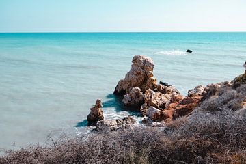 Landschap naast de Rots van Aphrodites aan de kust van Paphos, Cyprus van Kingkev fotografie