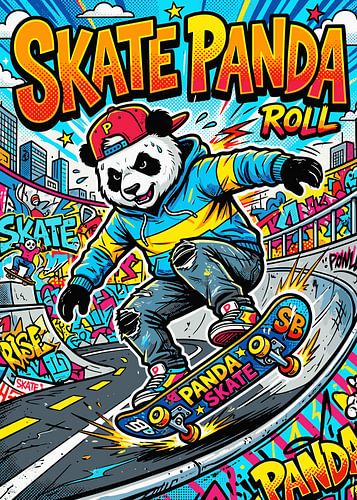 Skateboarding Panda