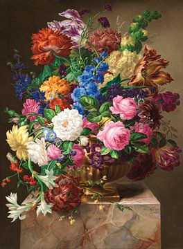 Porzellan-Malerei (Blumenstillleben in einer Vase), Joseph Nigg