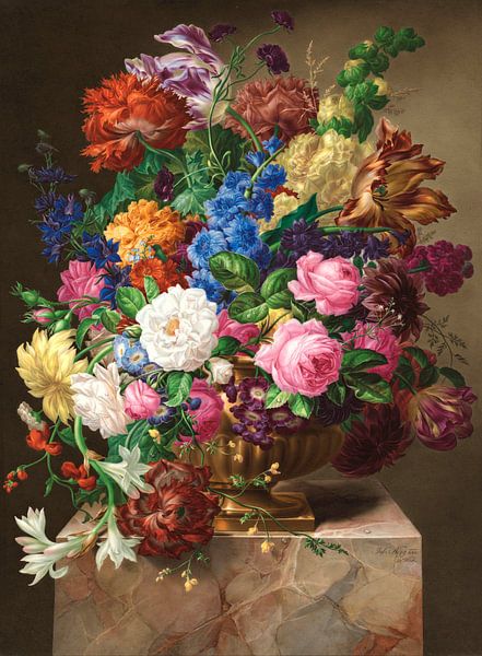 Porzellan-Malerei (Blumenstillleben in einer Vase), Joseph Nigg von Meesterlijcke Meesters