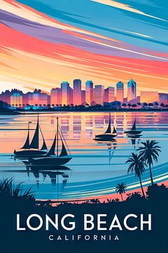 Long Beach, Californië Vintage Reisposter van Poster Art Shop